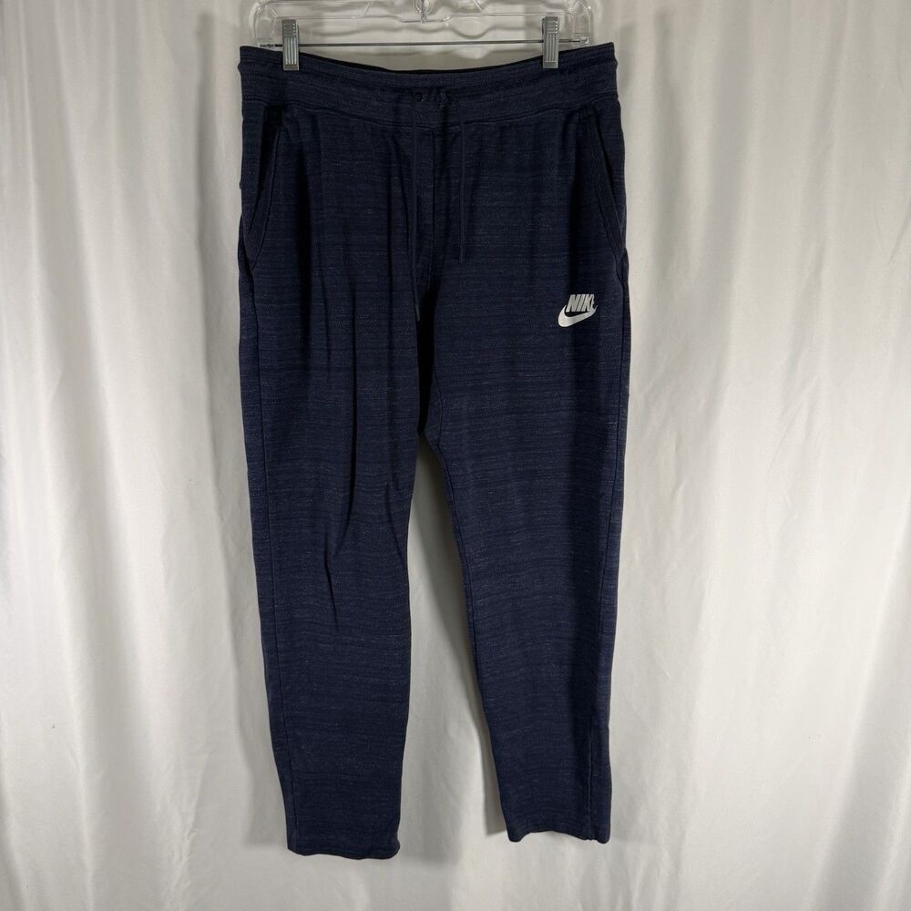 Nike Joggers Women's Large Blue Pull On Drawstring Zip Pocket High Rise